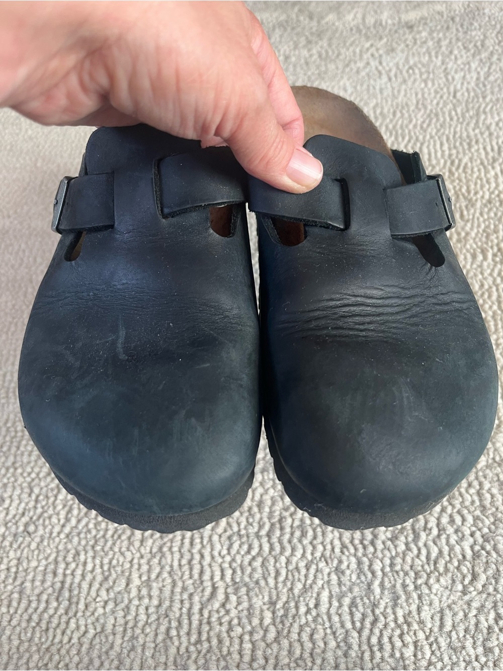 Birkenstock Black Slip-On Leather Clog with Buckle